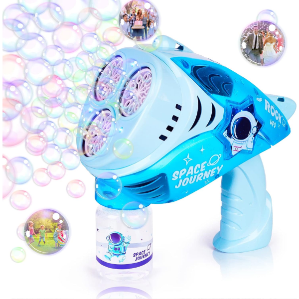 BUBBLE GUN FOR KIDS - SPACE JOURNEY BUBBLE MACHINE WITH LIGHTS