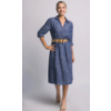 Image 1 : DENIM MIDI DRESS WITH PUFF SLEEVES AND BELT -SU