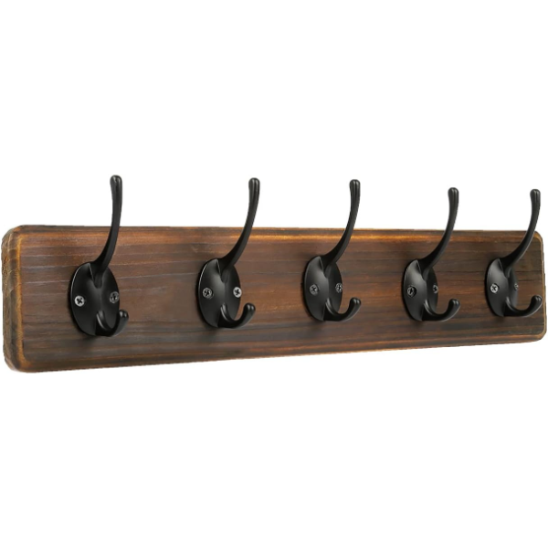 PHINGEER RUSTIC WALL MOUNTED COAT HOOK RACK HEAVY DUTY WOODEN ENTRYWAY