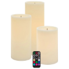 Image 1 : GLOW WICK LED XL COLOUR CHANGING WAX CANDLES WITH REMOTE, 3-PIECES -SU