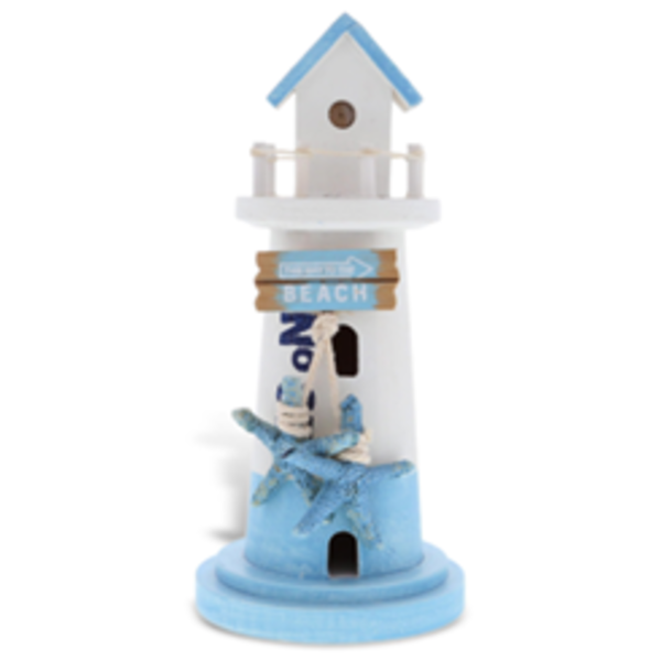 COTA GLOBAL BLUE MIST LIGHTHOUSE DECOR - HANDMADE AND CRAFTED WOODEN LIGHTHOUSE DECORATION