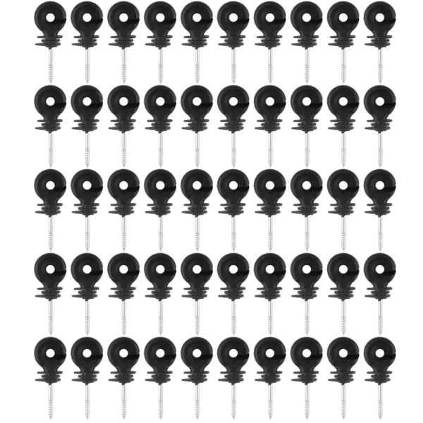 ELECTRIC FENCE INSULATOR SCREW IN 100 PCS BLACK (NEW, NO BOX)