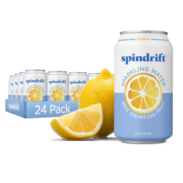 SPINDRIFT LEMON SPARKLING WATER, 12 FL. OZ. CANS (PACK OF 24)
