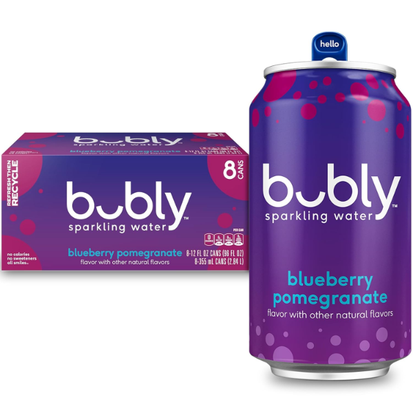 BUBLY SPARKLING WATER, BLUEBERRY POMEGRANATE