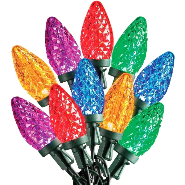SYLVANIA STAY-LIT PLATINUM STRINGS CHRISTMAS LIGHTS - LED C9 MULTI COLOR LIGHTS (NEW, NO BOX)