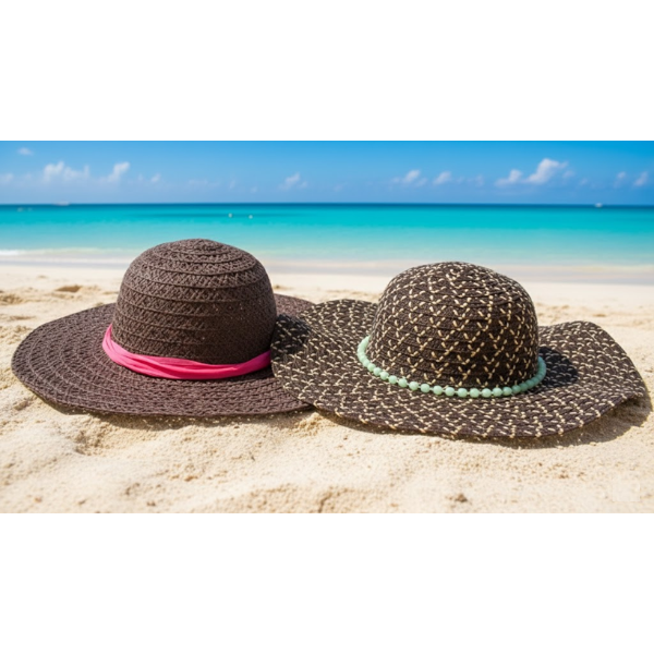 WHITE/BROWN SUN HAT, STRAW SUMMER HAT, WIDE BRIM SUN HAT, FLOPPY FOLDABLE STRAW HAT