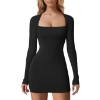 Image 1 : HYZ WOMEN'S FALL CASUAL LONG SLEEVE SQUARE NECK GOING OUT PARTY MINI TSHIRT DRESS. (SMALL)