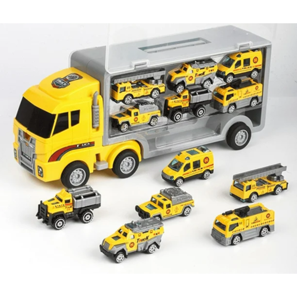 CHILDREN'S CONTAINER TRUCK TOY ALLOY SIMULATION FIRE TRUCK ENGINEERING.