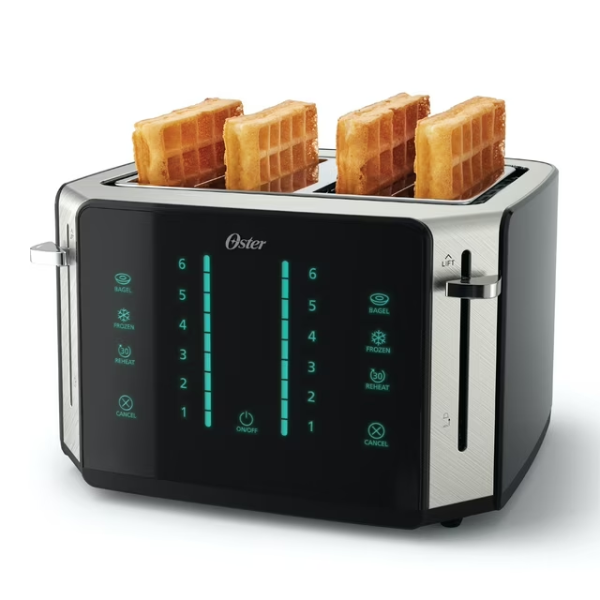 OSTER 4-SLICE TOASTER, TOUCH SCREEN WITH 6 SHADE SETTINGS AND DIGITAL TIMER, BLACK -U