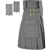 Image 1 : MAJESTICUSA GRAY UTILITY KILTS SCOTTISH MENS WEDDING KILT TRADITIONAL (SIZE : 36)