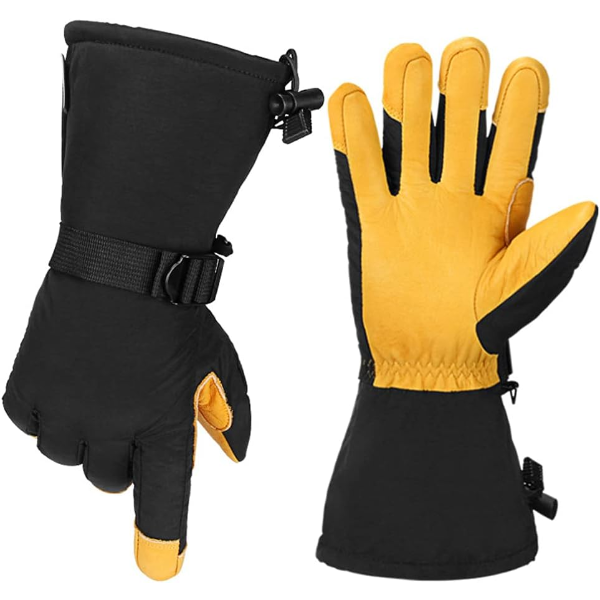 WORKING GLOVES,WINTER LEATHER LONG WARM SKI GLOVES, COLD WATERPROOF WINDPROOF GLOVES (NEW, NO BOX)