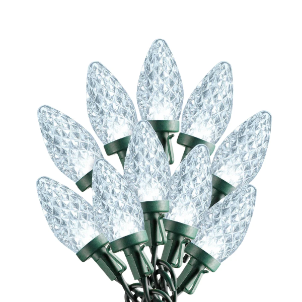 SYLVANIA STAY-LIT 2 SETS OF 50 LED C9 PURE WHITE LIGHTS (USED, NO BOX)