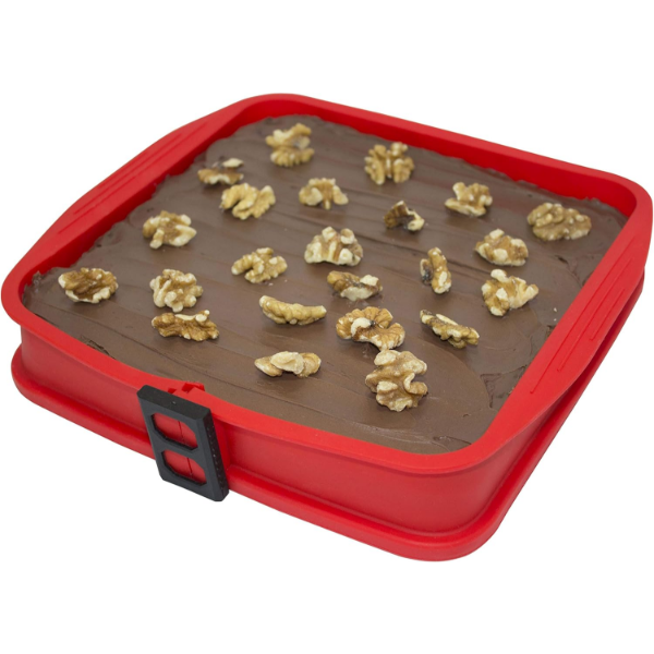 DOUGHEZ 9 X 9-INCH SQUARE NON-STICK SILICONE GLASS BOTTOM SPRINGFORM PAN -N