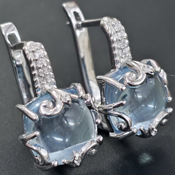 SILVER BLUE TOPAZ(6.2CT) EARRINGS