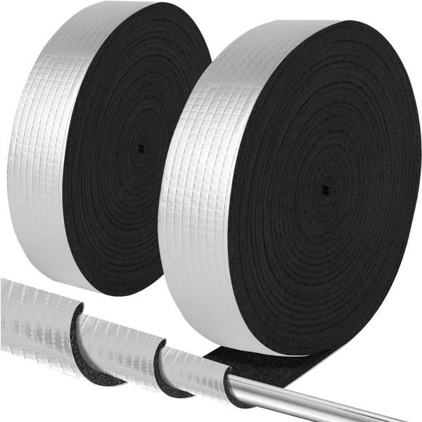 PIPE INSULATION WRAP 2" WIDE X 32.8 FT OUTDOOR FOAM AND FOIL PIPE WRAP INSULATION TAPE SELF ADHESIVE