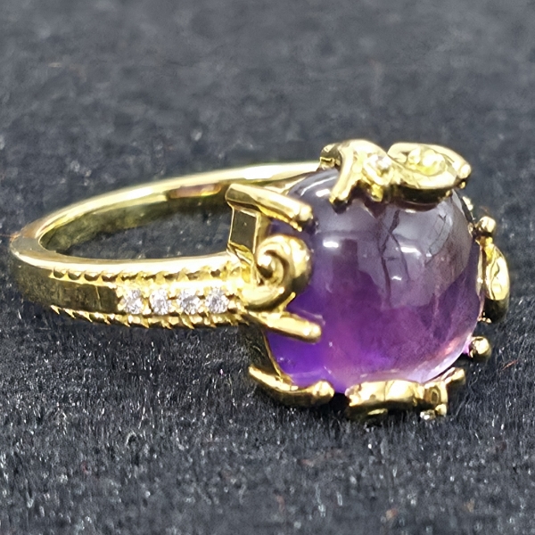 GOLD PLATED SIL AMETHYST(3.6CT) RING