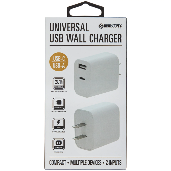 MP400 SENTRY DUAL USB-A & USB-C WALL CHARGER FOR MULTIPLE DEVICES (NEW)