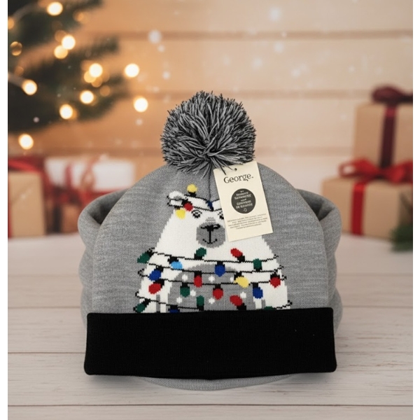 GEORGE POLAR BEAR KNIT HAT AND NECK WARMER  2 PCS SET