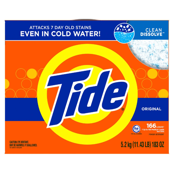 TIDE HIGH EFFICIENCY TURBO POWDER LAUNDRY DETERGENT WITH ACTI-LIFE, ORIGINAL 5.2KG -N, DAMAGE BOX