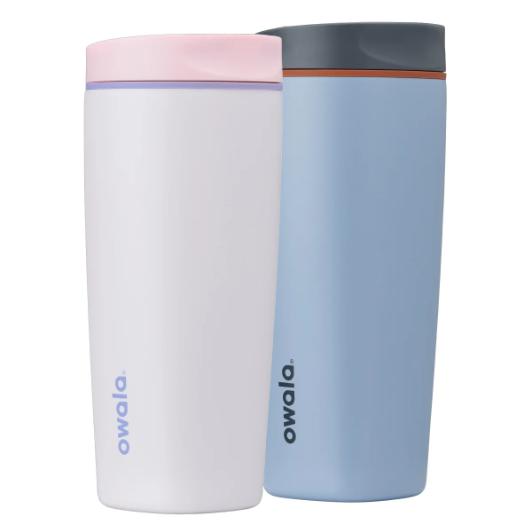 OWALA SMOOTHSIP 590 ML (20 OZ.) TRAVEL MUG, 2-PACK (USED, NO BOX)