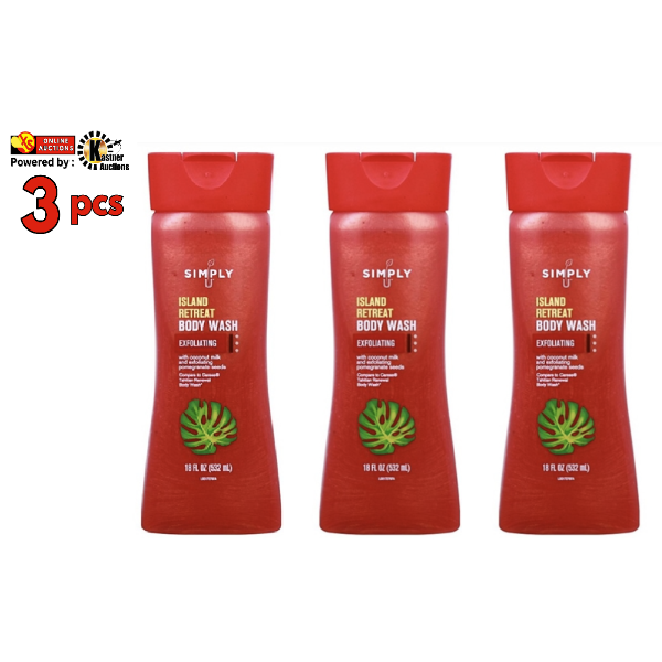 SIMPLY U BODY WASH - ISLAND RETREAT / SPORT SCENT, 18 OZ (3 BOTTLES)