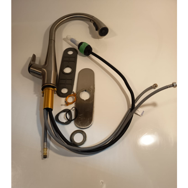 KITCHEN FAUCET HIGH ARC SINGLE HANDLE KITCHEN SINK FAUCET (USED, NO BOX, MISSING PARTS)