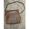 Image 1 : FOSSIL WOVEN STRAW HAND BAG LEATHER TRIM WOOD HANDLES BOHEMIAN PURSE (SIMILAR)