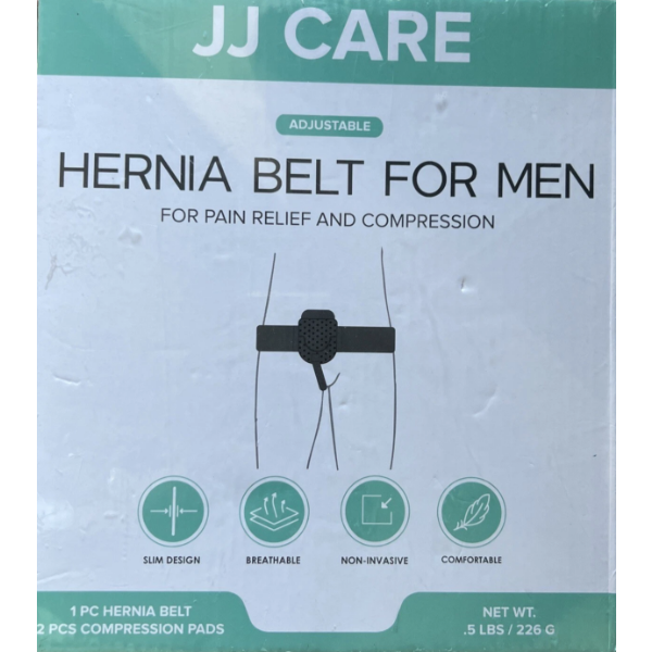 JJ CARE HERNIA BELT FOR MEN WITH 2 REMOVABLE COMPRESSION PADS -N