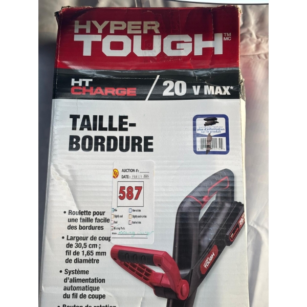 HYPER TOUGH HT20V COMPACT TRIMMER 20V 4.0AH BRUSHLESS (NEW, MISSING CHARGER)