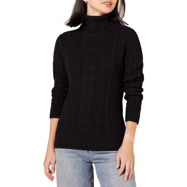 AMAZON ESSENTIALS WOMENS FISHERMAN CABLE TURTLENECK SWEATERS (SIZE: 4XL)