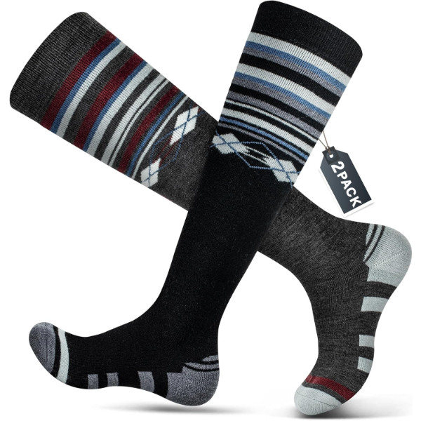 SKI SOCKS 50% MERINO WOOL THERMAL KNEE