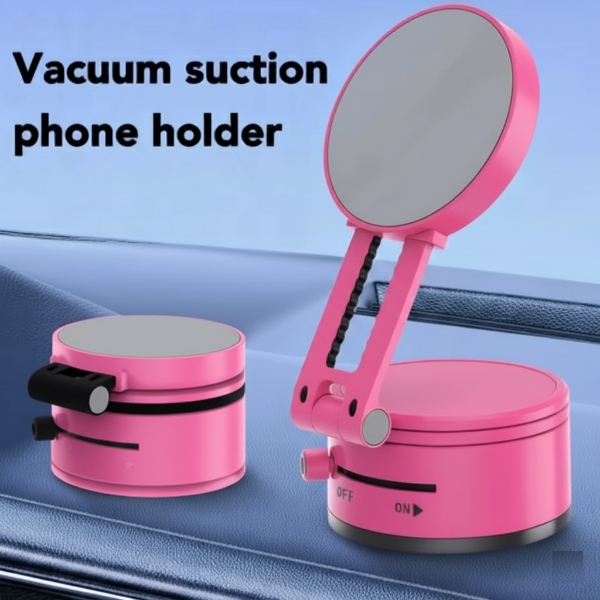 360° ROTATION VACUUM SUCTION CUP MOUNT MAGNETIC CAR PHONE HOLDER (PINK)