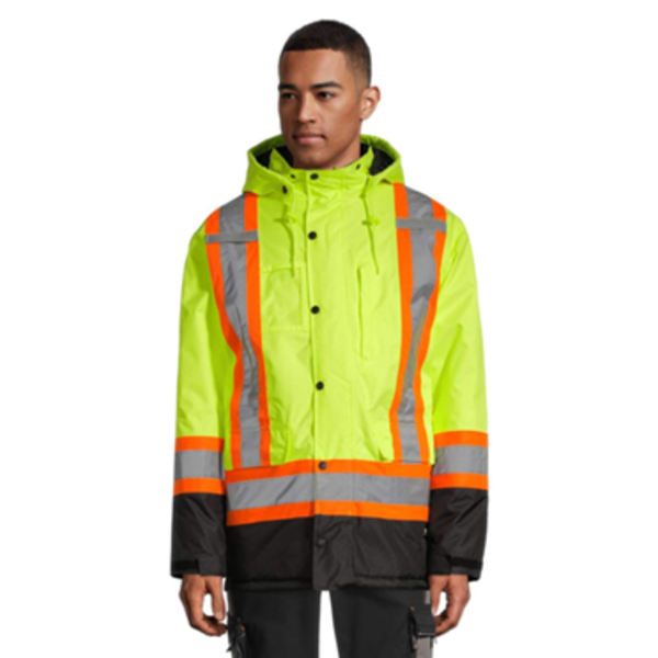 TERRA MEN'S HI-VIS LINED WINTER WORK JACKET/PARKA WITH WATERPROOF SHELL