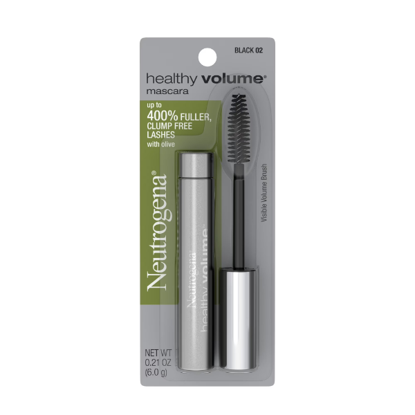 NEUTROGENA HEALTHY VOLUME LASH-PLUMPING MASCARA, BLACK 02, 0.21 OZ (PACK OF 2) (NEW)