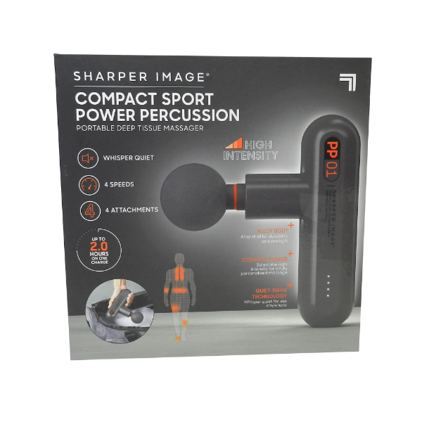 SHARPER IMAGE COMPACT SPORT POWER PERCUSSION PORTABLE DEEP TISSUE MASSAGER -N