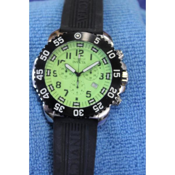 Invicta Wristwatch with Green Dial and Black Strap

