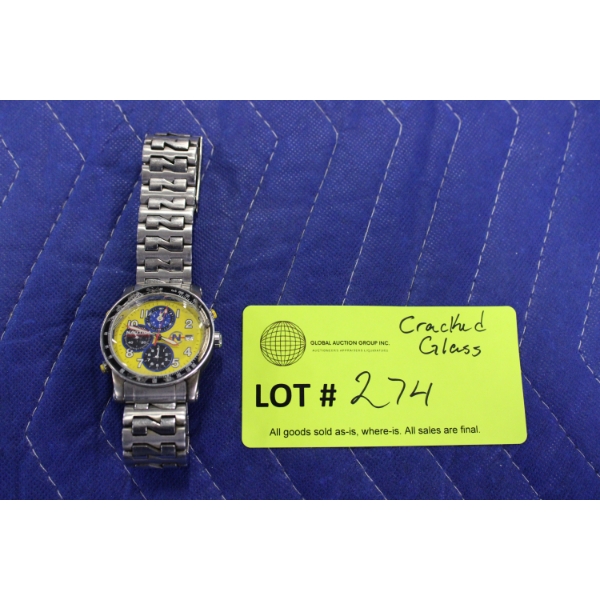 Nautica Stainless Steel Watch with Cracked Dial Glass
