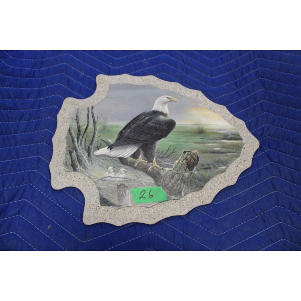 Painting of Eagle on Stone Shaped like Flint Head