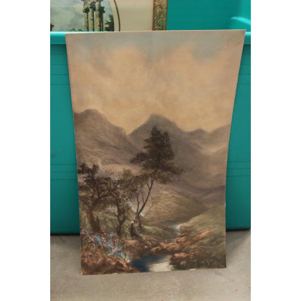 Lithograph of Valley
Depicts trees above a stream