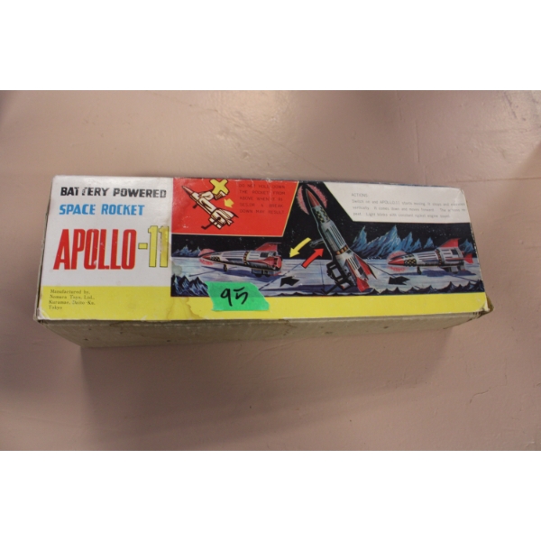 Vintage Battery-Powered Apollo 11 Space Rocket Toy in Box
