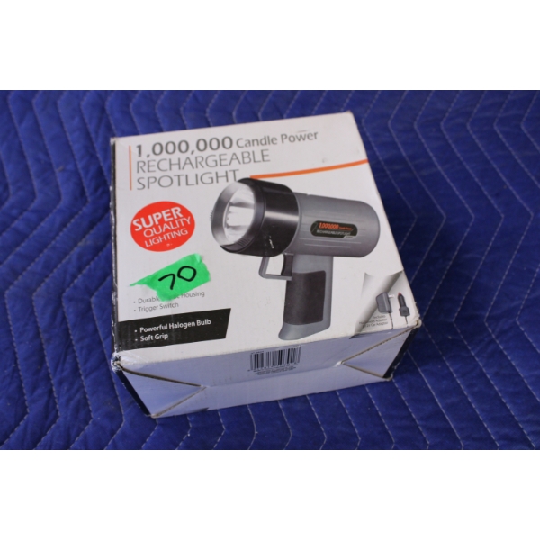 Rechargeable Spotlight with 1,000,000 Candlepower Output
