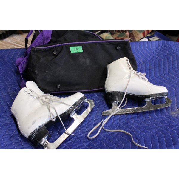 White Figure Skates with Carrying Bag

