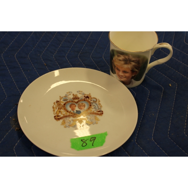 King Charles and Princess Diana Collectible Plate and Mug