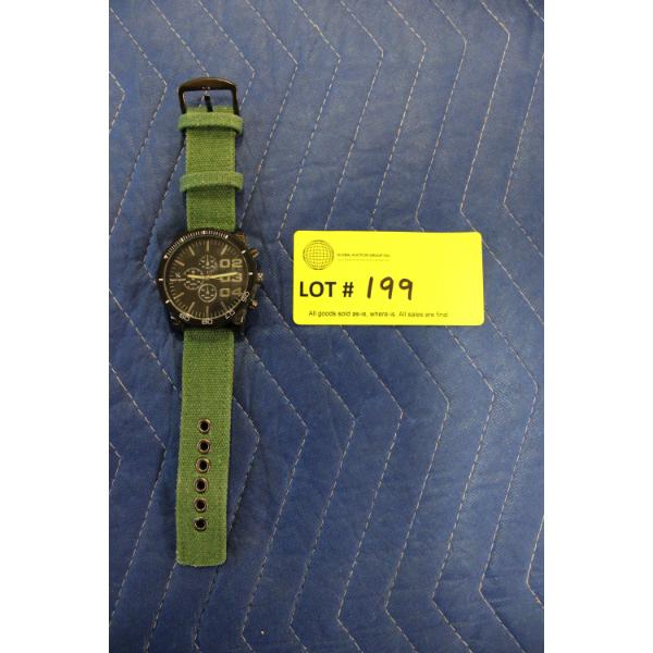 V6 Super Speed Wrist Watch with Green Fabric Strap
