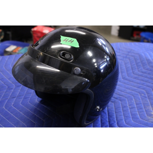 Glossy Black Motorcycle Helmet with Visor
