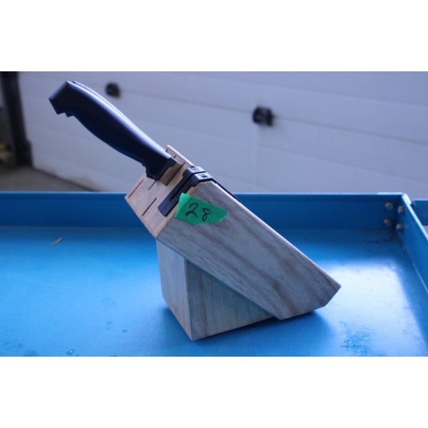 Knife Block with Knives and Built In Sharpener