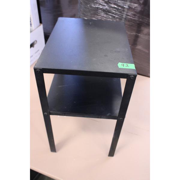 Black Metal Two-Tier Shelf Unit with Rectangular Design
