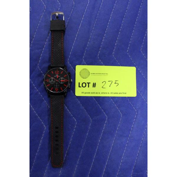 GT Grand Touring Analog Wristwatch with Black and Red Design
