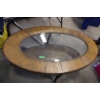 Image 1 : Oval Wooden Coffee Table with Glass Insert
