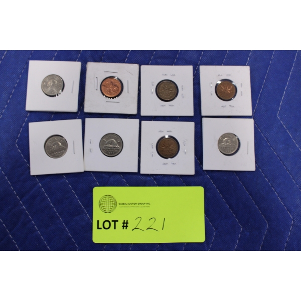 Canadian Coins in Holders, 8 Pieces
